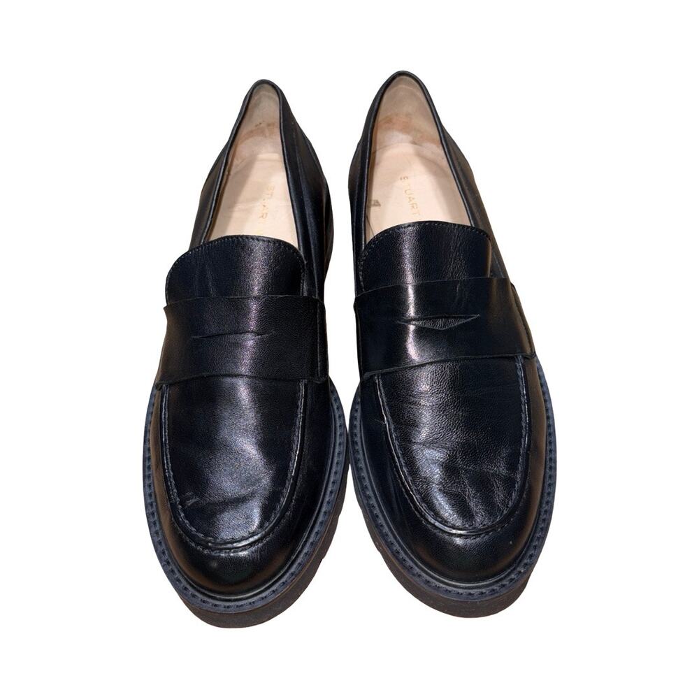 Stuart Weitzman Black Leather Penny Loafers    Size: 10B Women's